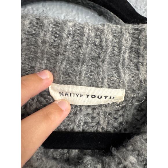 Women's Native Youth The Ellie Wool Blend Chunky Knit Cardigan size L Bohemian - Picture 3 of 5